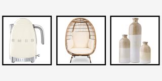 a smeg kettle rattan chair and set of three vases in a roundup of the best prime day home deals 2022